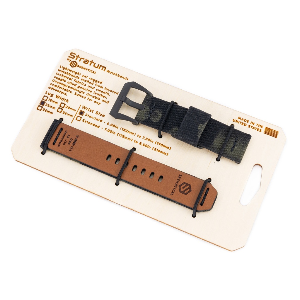 Stratum Cordura & Leather Watchband - Multicam Black