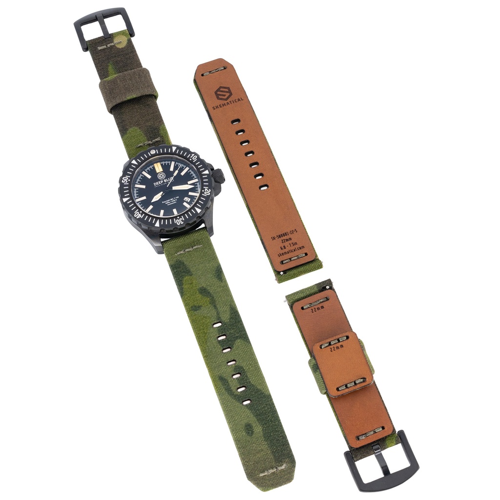 Stratum Cordura & Leather Watchband - Multicam Tropic
