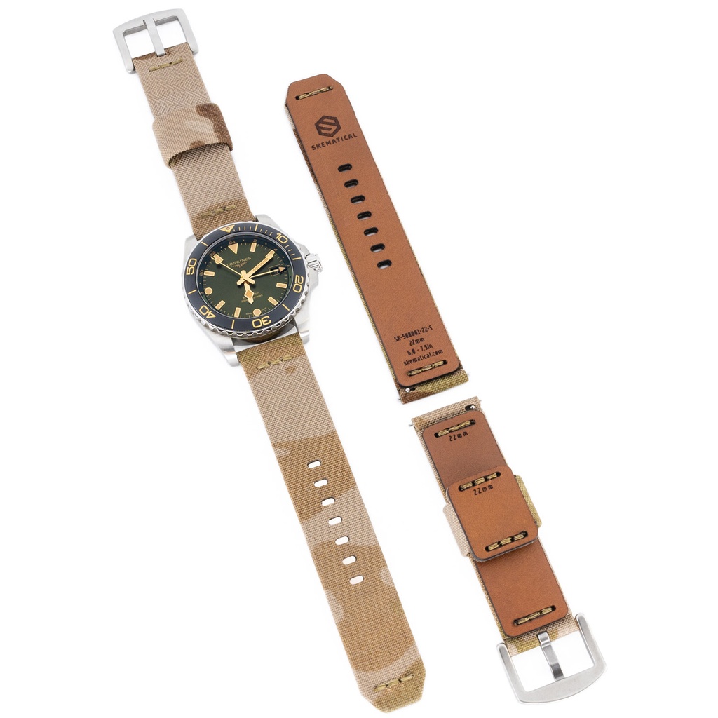 Stratum Cordura & Leather Watchband - Multicam Arid